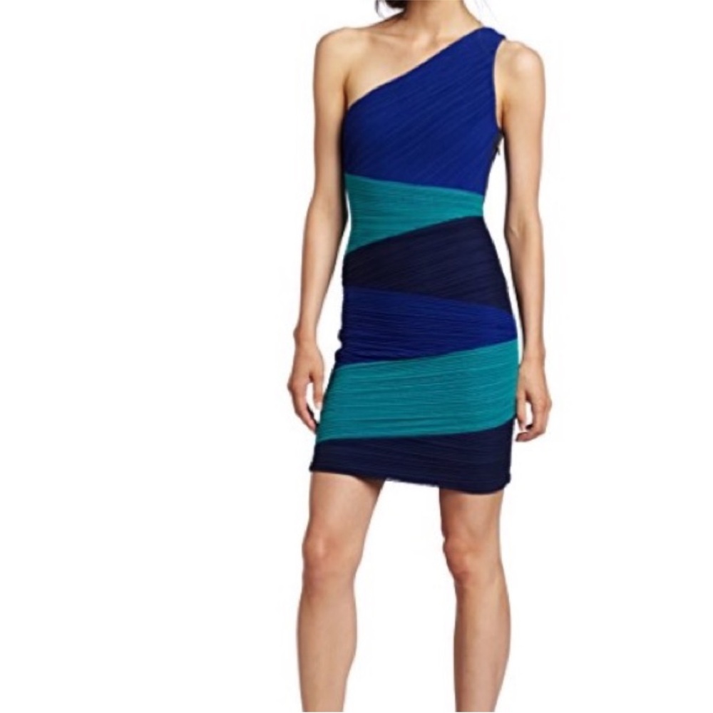 BCBG Kira Dress Green Blue Colorblock S